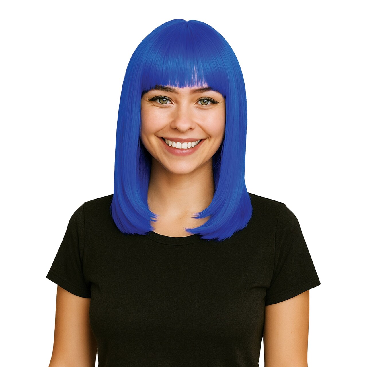 6 Pack Bulk Blue Long Bob Wig Perfect for Costumes & Spirit Events